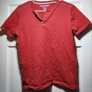 Michael Brandon Red Quarter-Button Tee